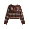 OEM Factory Custom Fall Winter Casual Ladies Knitwear Zip Striped Hooded Women Knitted Sweater Coat Cardigan