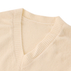 Fall Winter OEM Factory Custom Long Sleeve Beige V neck Women Pullover Knit Sweater