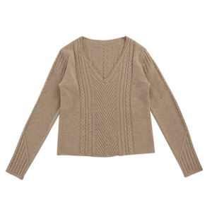 Fall Winter OEM Factory Custom Long Sleeve Gray Women Pullover Knit Sweater