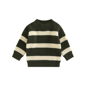 OEM Factory Custom Autumn Winter Crewneck Striped Knitted Baby Kids Boy Pullover Sweater