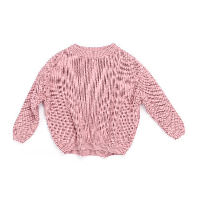OEM Custom Cotton Knitted Winter Crewneck Knit Jumper Baby Sweater for Kids