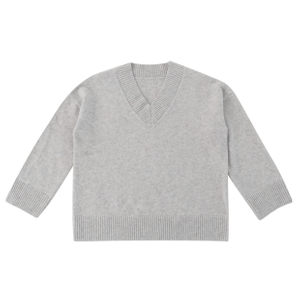 Fall Winter OEM Factory Custom Long Sleeve Gray 100% Cashmere Women Pullover Knit Sweater