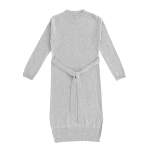 Fall Winter OEM Factory Custom Long Sleeve Solid Women Pullover Knit Sweater Dress