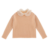 Fall Winter OEM Factory Custom Long Sleeve Doll Collar Pink Women Pullover Knit Sweater