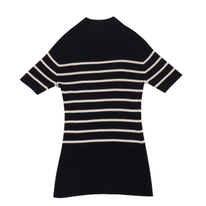 Fall Winter OEM Factory Custom Short Sleeve Striped Women Pullover Knit Sweater Dress