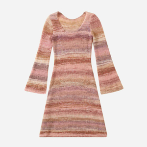 OEM Custom Winter Womens Space Dye Long Sleeve Pullover Knit Sweater Dress