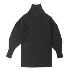 Winter OEM Factory Custom 100% Cotton Long Sleeve Turtleneck Black Women Pullover Knit Sweater