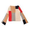 Fall Winter OEM Factory Custom Long Sleeve Contrasting Colors Wool Women Pullover Knit Sweater