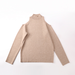 Autumn Winter OEM Factory Custom Long-sleeved Turtleneck Hollow-out Women Ladies Pullover Knit Sweater