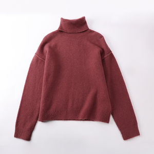 Fall Winter OEM Factory Custom Red Wool Long Sleeve Women Pullover Knit Top Sweater
