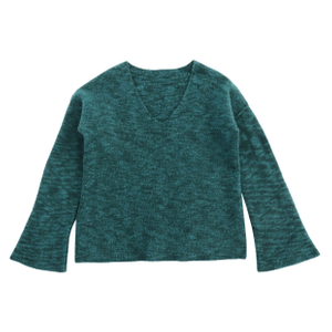 Fall Winter OEM Factory Custom Long Sleeve Green 100% Wool Women Pullover Knit Sweater